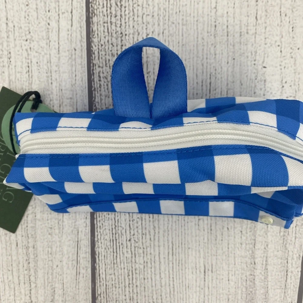 State Bags Clinton Pencil Case Blue Gingham Plaid Durable Pouch School Office